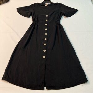 Smash + Tess Black Midi Dress with Button Details Size XS Made In Canada